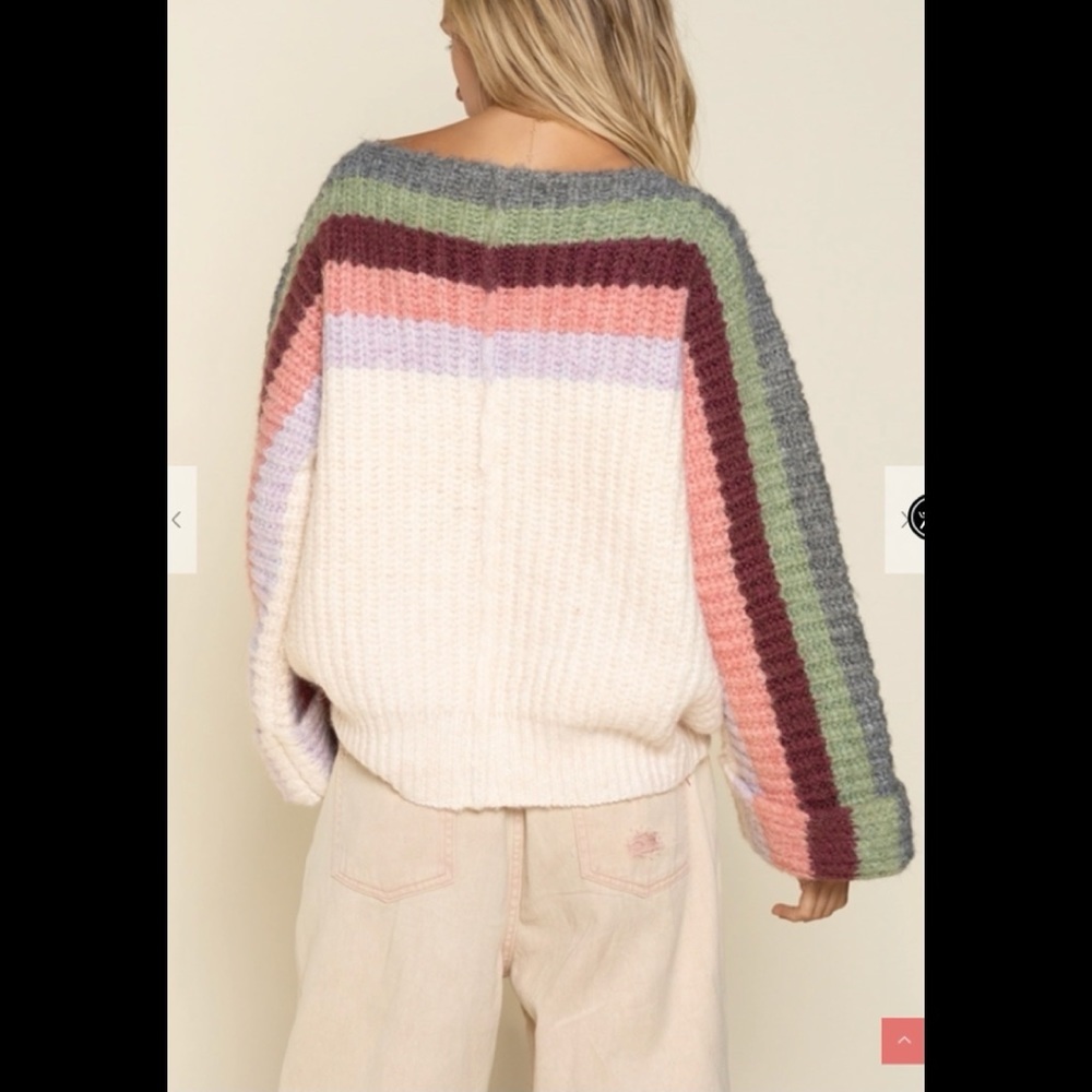 Multi colored striped oversized sweater. - Picture 2 of 7